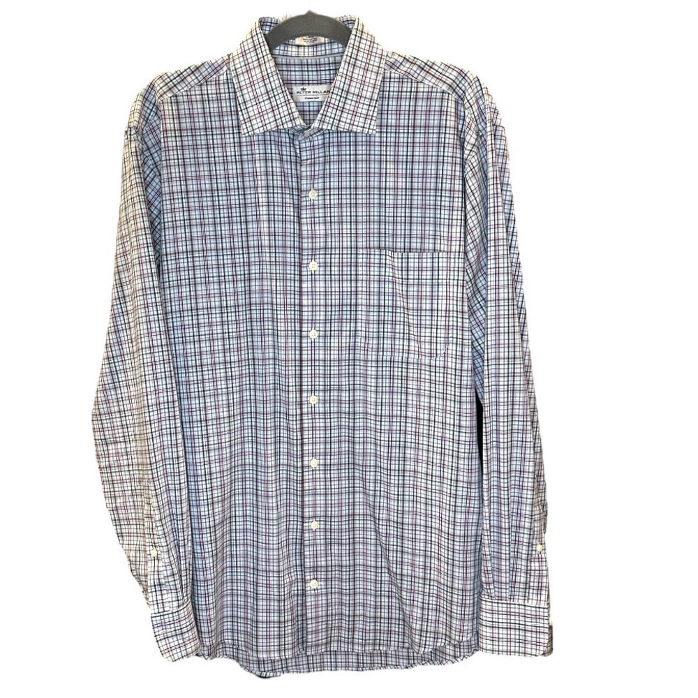 Peter Millar Crown Ease Plaid Button Down Men's Shirt in Size Large